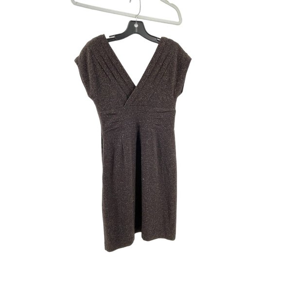 Banana Republic Silk Wool Blend Brown Tweed Sleeveless Pleated Career Dress 4P - Picture 5 of 14